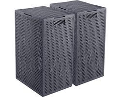 Curver Kaya Wasmand met deksel - 60L - 2 stuks - 38x29x58,5 cm - Antraciet