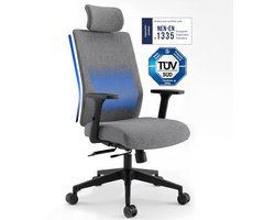 Backerz Ergonomische Bureaustoel - Bureaustoelen voor Volwassenen tot 160kg - Fabric Office Chair - NEN-EN1335