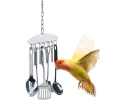 Vogel Speelgoed - Kauwspeelgoed Bel - Snavel Verzorging - Roestvrij Staal - 33 cm - Zilver