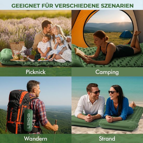 Campingmatras Zelfopblazend - Slaapmat Trekking - Outdoor Kamperen - Ultralicht Draagbaar - 195 x 60 cm - Groen — afbeelding 4