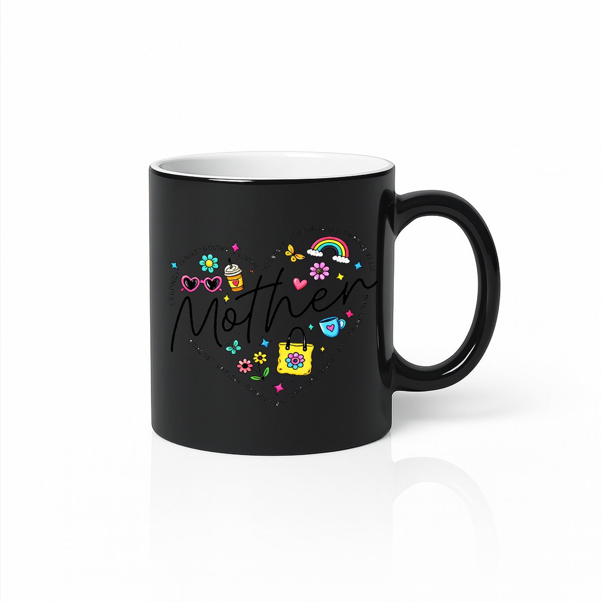 Magische Mok Moederdag - Warmtegevoelig Hart Design - 330ml Tovermok Zwart naar Afbeelding