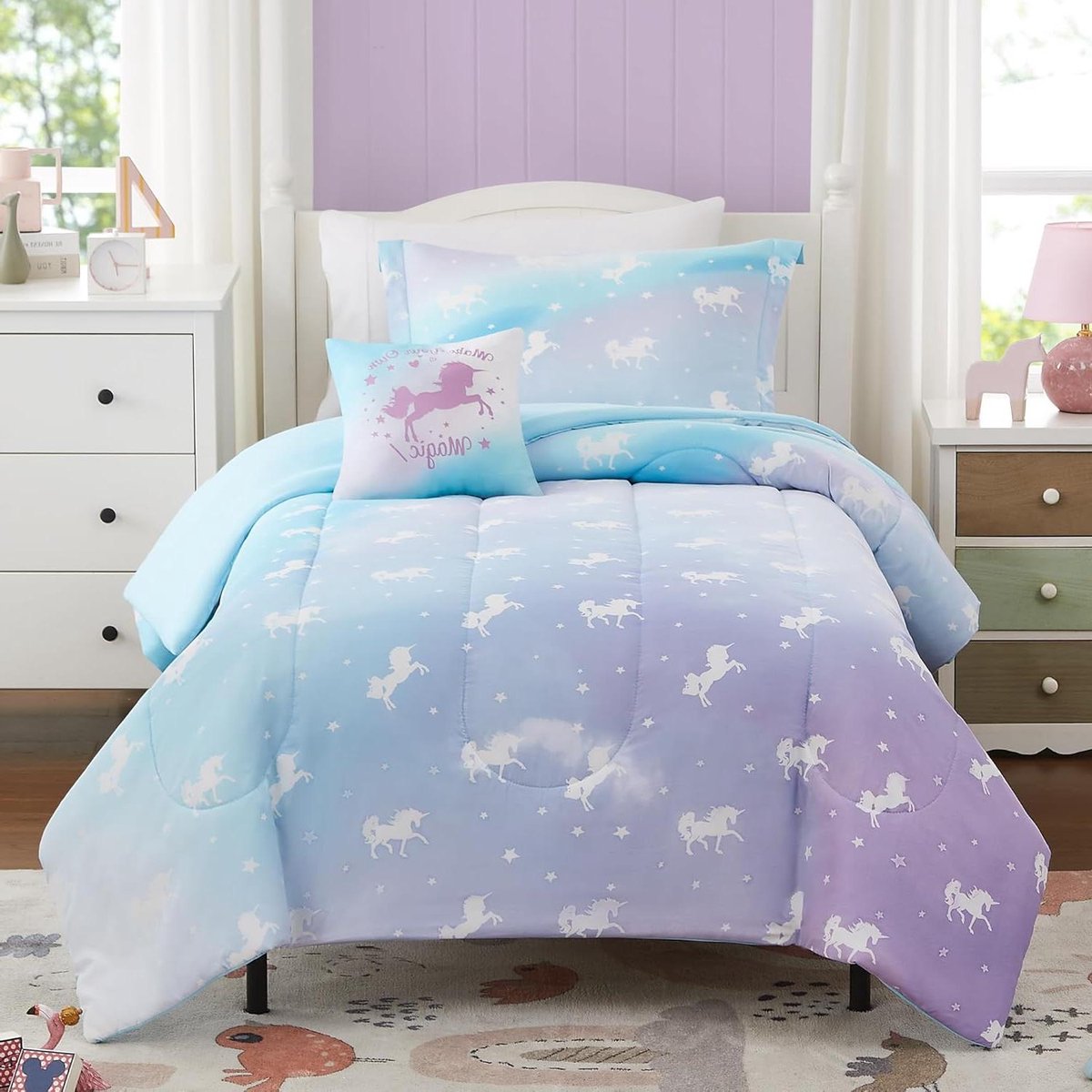 Dekbedset Kinderen - Beddengoed Set - Slaapkamer Decoratie - Lichtgevend in Donker - 3 Delig - Eenhoorn Thema