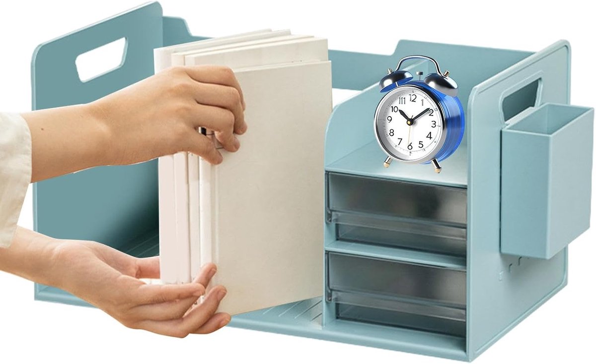 Bureau Organizer - Opbergbox - Efficiënt Werken - Multifunctioneel Ontwerp - 37x20x20 cm - Blauw