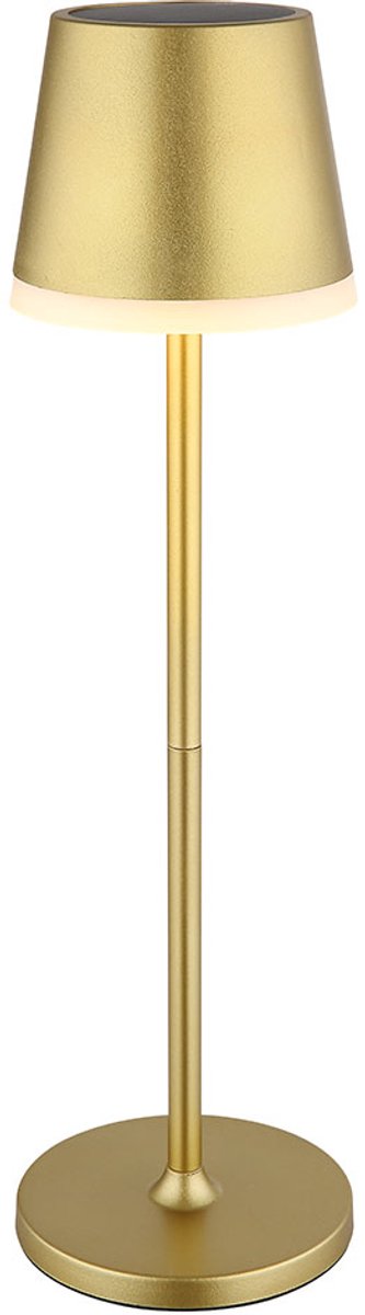 Solarlamp Tafellamp Buitenlamp Tuinlamp Balkonlamp Zijlamp, metaal goudkleurig, 2 hoogtes mogelijk, LED 0.06W 3000K warm wit, H 41 cm