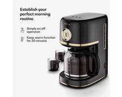 Klarstein Koffiemachine Victoria Filterkoffiemachine – met retro-design, 1,5 L voor tot 12 kopjes, warmhoudfunctie, anti-druppelsysteem, automatische uitschakeling - Coffee Machine - Koffieautomaat - Espressomachine