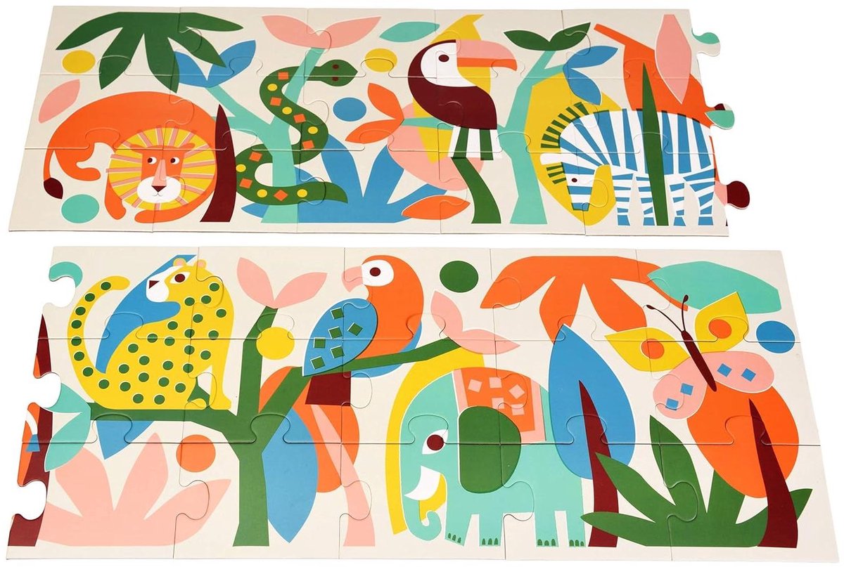 Lange Puzzel - Jungle Puzzel - Ontspannen Tijdverdrijf - 30 Grote Stukken - 100 cm Lang - Kleurrijk