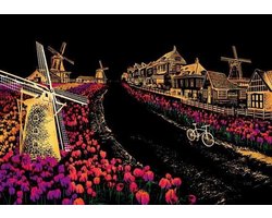 Krasschilderij Set - Krastekening A3 - Artistieke Ontspanning - Voorbedrukt Papier - 29.7 x 42 cm - Tulpen Nederland