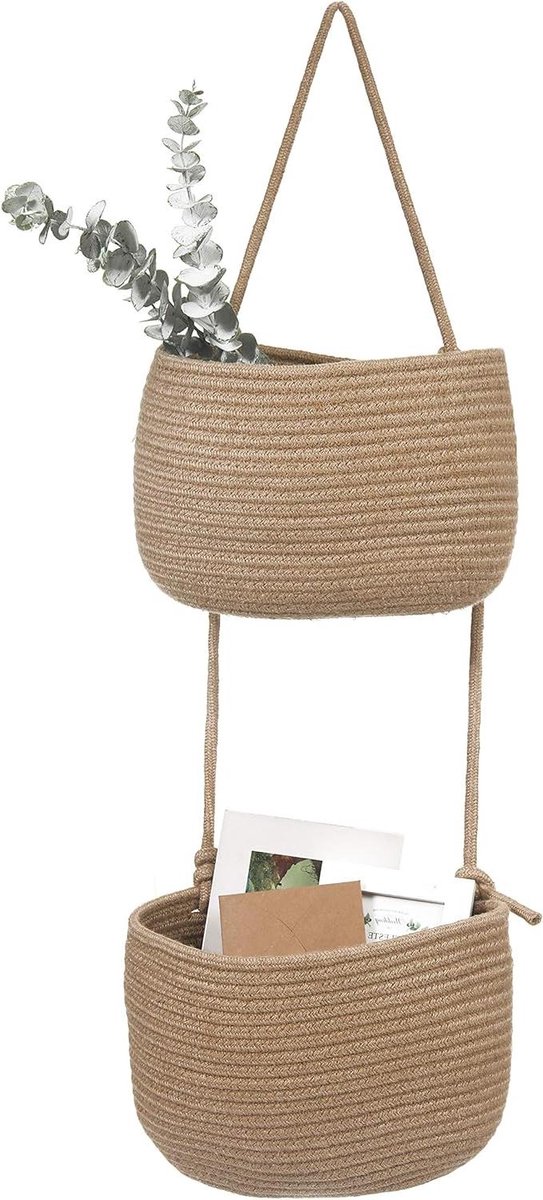 Opbergmand Deur - Wandmand - Organiseren - Afneembaar - 80 cm hoog - Jute