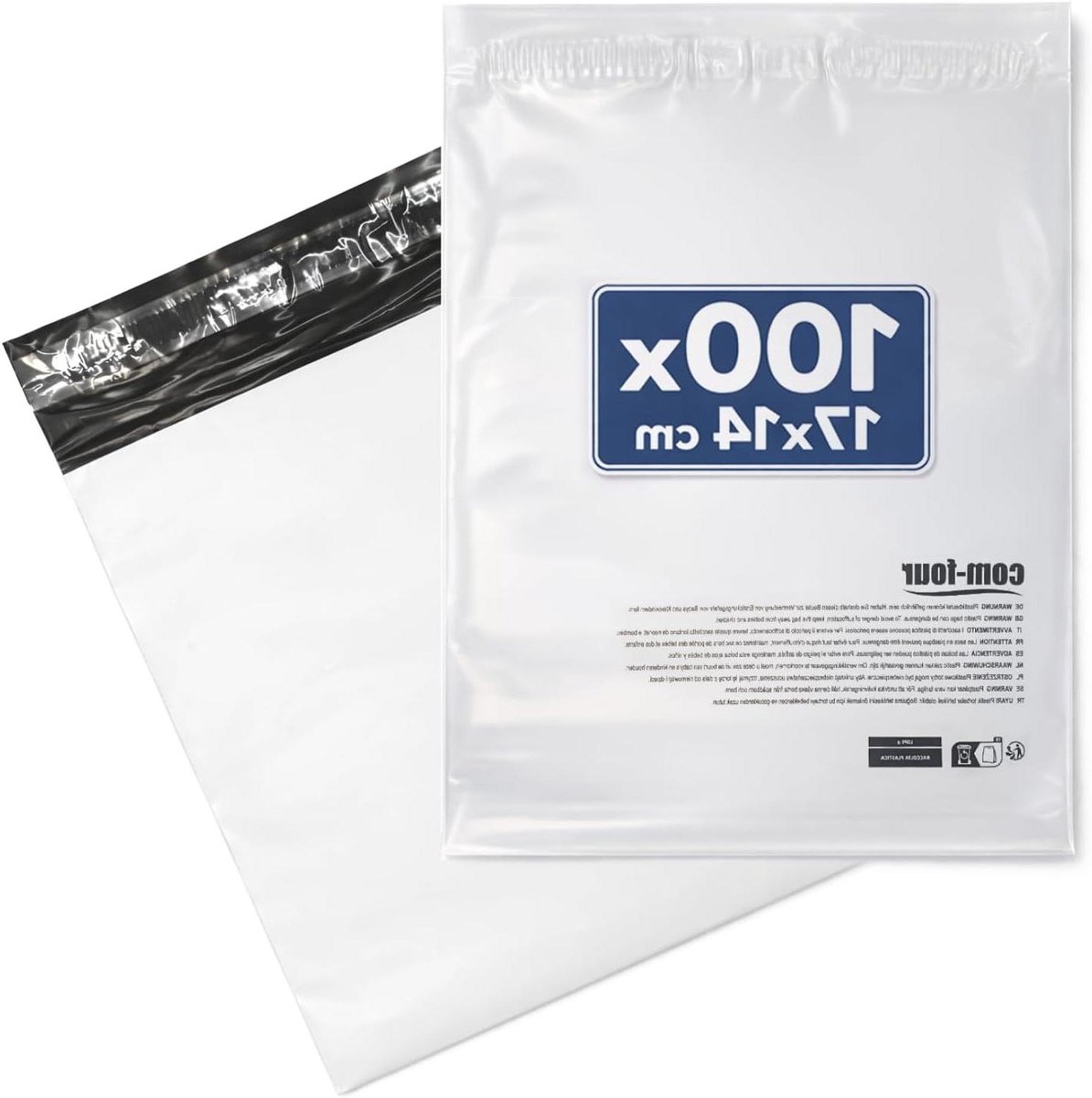 com-four® 100x verzendzakken 17 x 14 cm, kleine ondoorzichtige en stevige verzendzakken, zelfklevende zakken voor kleding, documenten en verzending, kunststof envelop (S)
