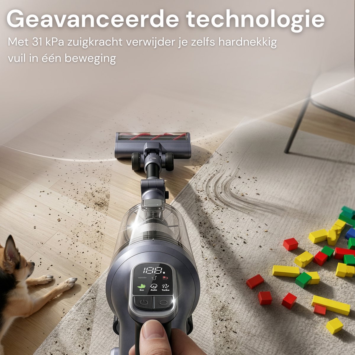 Vesora® 3-in-1 Buigbare Steelstofzuiger Draadloos zonder Zak - FLEX - Draadloze Stofzuiger - Kruimeldief Snoerloos - Vacuum Cleaner - Handstofzuiger - Stofzuiger Steel met Hepa Filter - Stofzuiger Huisdieren - Zakloze Stofzuiger — afbeelding 2