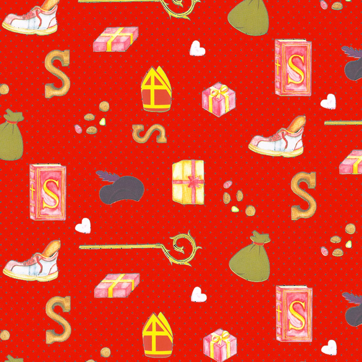 Cilgro cadeaupapier Sint rood stipjes 200m x 30cm speelgoed.