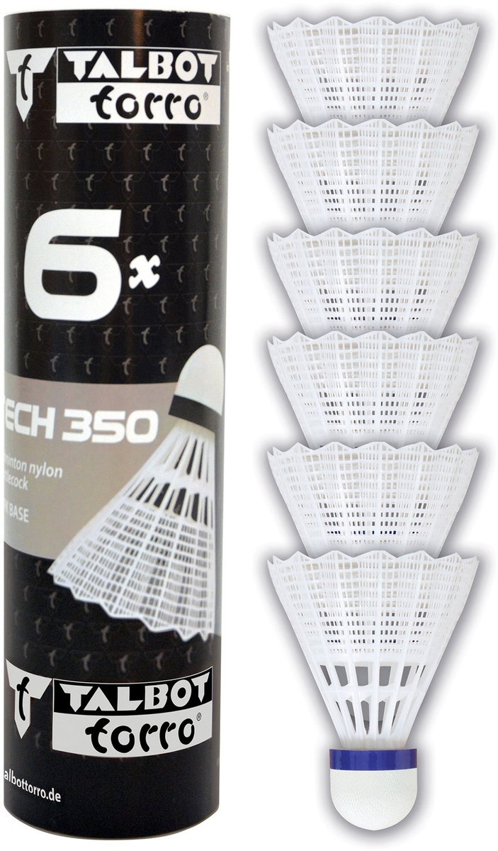 Talbot Torro Badminton Shuttles Tech 350 Wit/blauw 6 Stuks