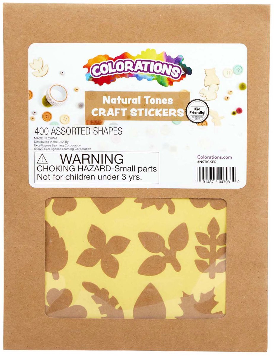 Colorations botanische knutselstickers bruin 400 stuks creatief papier.