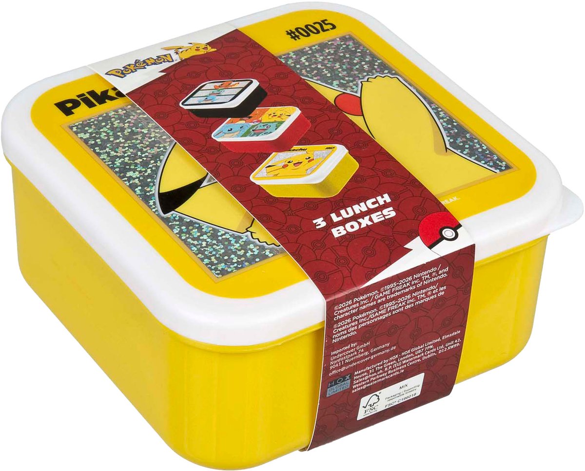 Undercover snackdoosjes Pokémon - 3-delige lunchbox set voor kinderen.