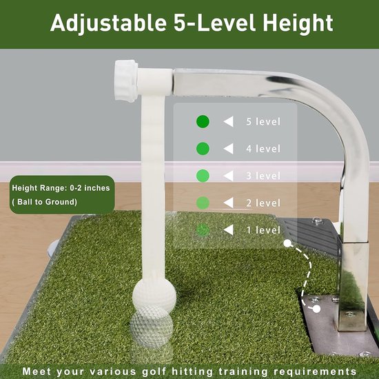 Golfswing Trainer Mat - Golf Oefenmat - Thuis Golf Oefenen - 5 Hoogte Verstellingen - 64.5 x 35.7 cm - Wit — afbeelding 2