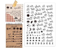 PH PandaHall Handgeschreven maand duidelijke stempel voor kaarten maken, datum week weer siliconen stempel nummer symbool transparante rubberen stempel zegel stempel voor dagboek, ansichtkaart,