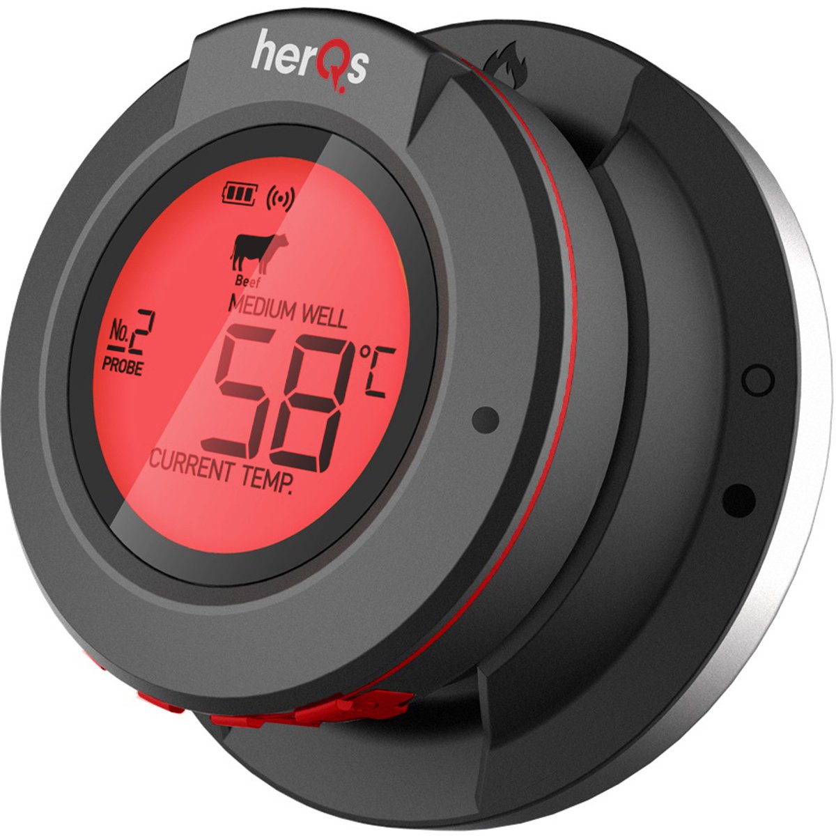 HerQs - Connected Digital Dome Thermometer - Keuken thermometer, digitale, kerntemperatuur, vleesthermometer, Bluetooth, app, draadloos, meater, thermometer