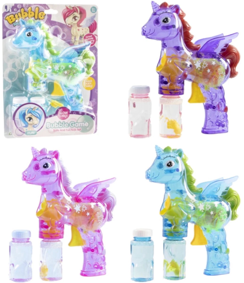 Kidsfun bellenblaas unicorn pistool met LED en dynamo - speelgoed.
