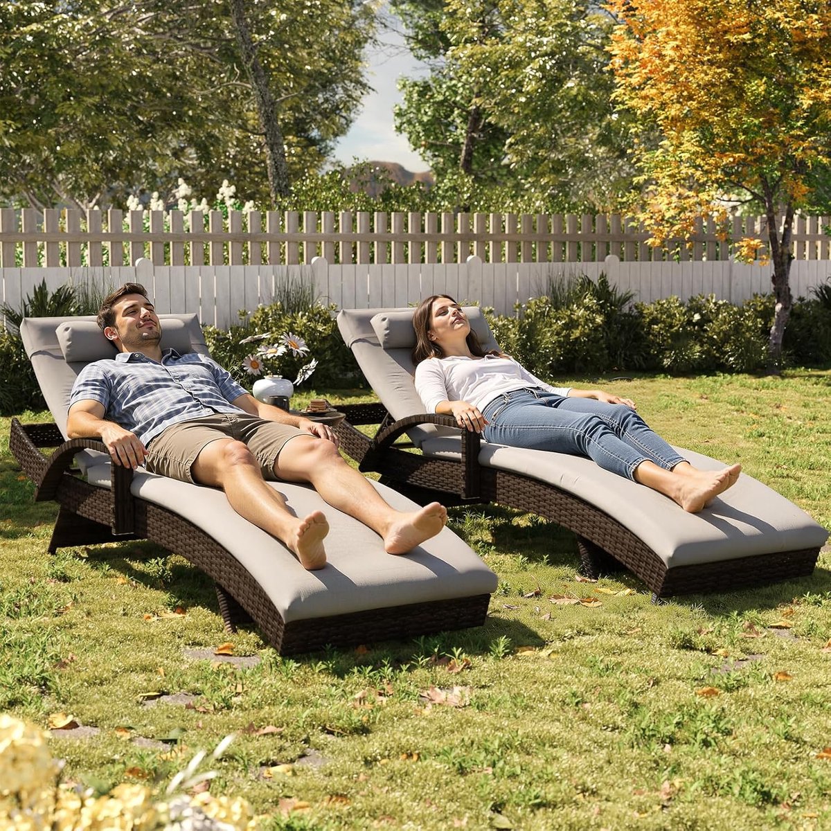 Rotan Ligstoel 190x71x90 cm – Luxe Verstelbare Zonneligstoel met Kussen & Hoofdsteun, 5-Standen Rugleuning, Weerbestendig Tuinligbed voor Balkon, Terras & Zwembad – Bruin, Zwart & Donkergrijs – Urbanhome
