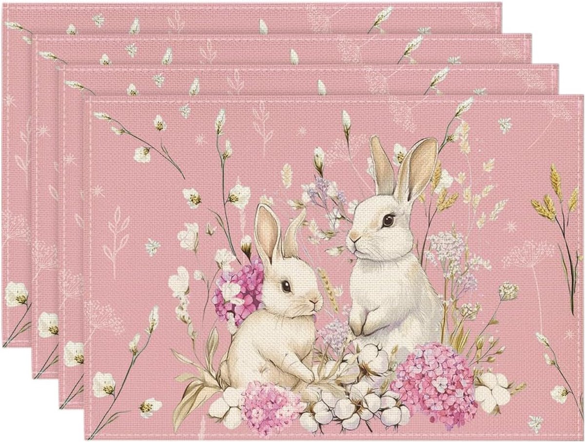 Placemats Set - Tafelmatten - Keuken Decoratie - Set van 4 - 30 x 45 cm - Roze