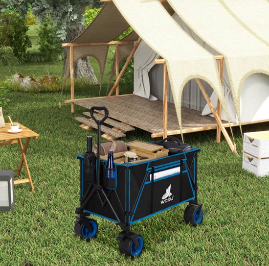 Lifero Bolderwagen - Opvouwbare Bolderwagen - Opvouwbare Bolderkar - 240Liter - 106x54x70Cm - Zwart-Blauw - Inclusief Rem van Merkloos — afbeelding 3
