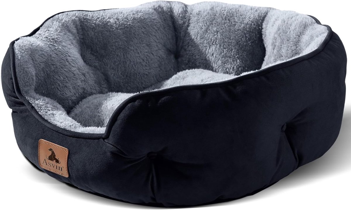 Huisdierbed Medium - Hondenmand Kattenmand - Binnen Rusten - Machinewasbaar Antislip Bodem - 63 x 53 x 23 cm - Zwart