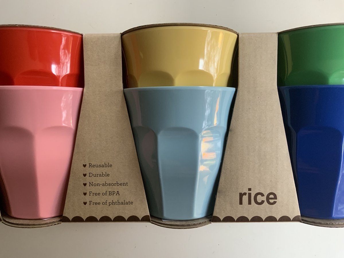 Rice medium cups verschillende effen kleuren, set van 6