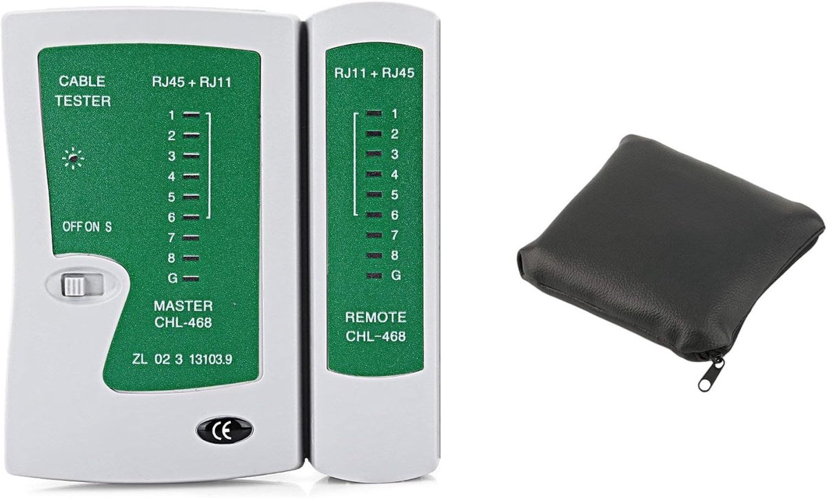 Netwerktester Master - Kabel Tester - Netwerk Controleren - RJ45 RJ11 Poorten - 15x11x3 cm - Zwart