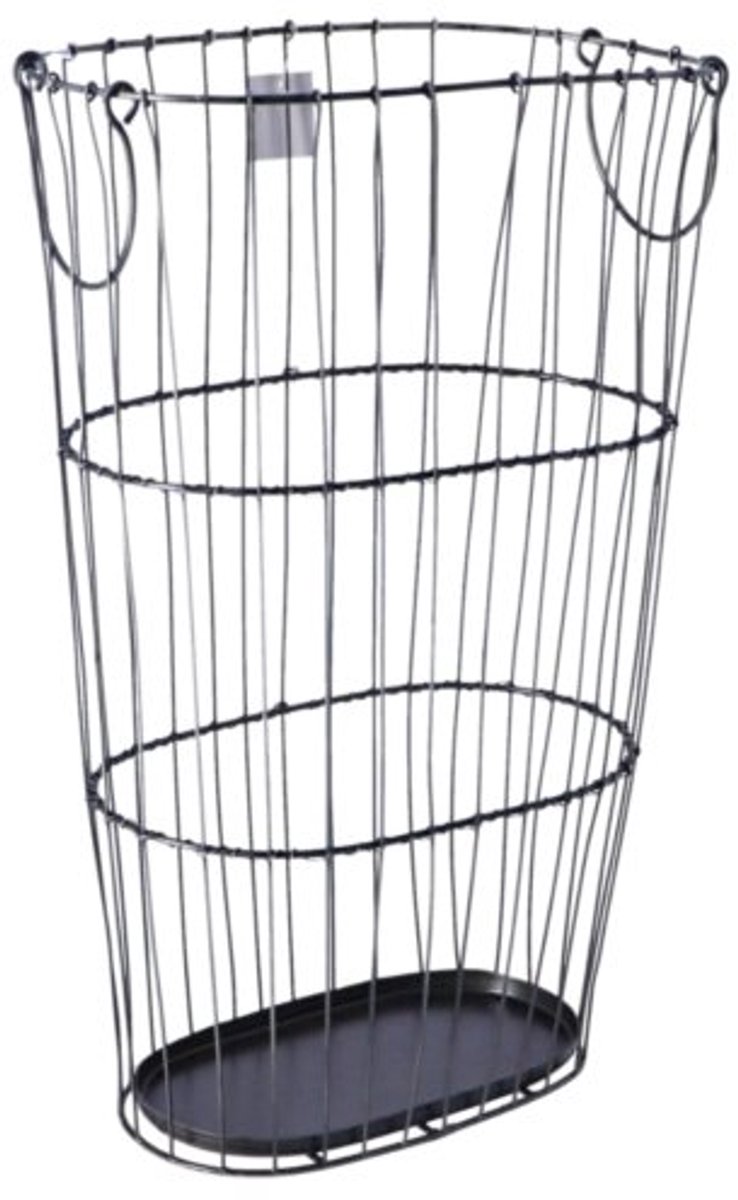 Opbergmand met handvaten grijs metaal 17x28x43cm speelgoed organizer.