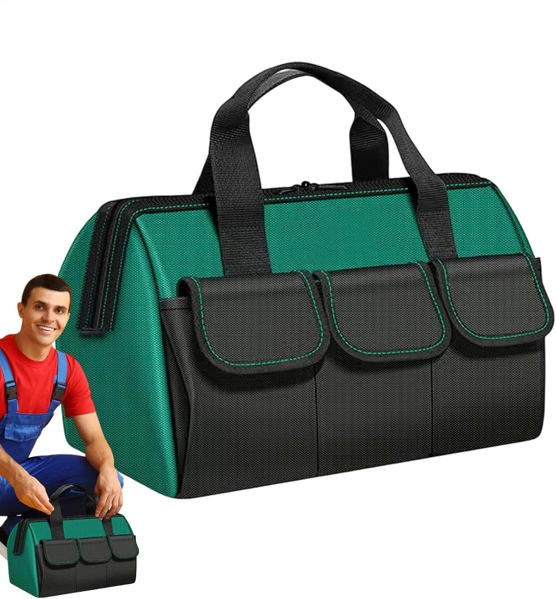 Gereedschapstas - Reparatietas Opbergtas - Gereedschap Organiseren - 14 Multifunctionele Vakken - 33 x 19 x 11 cm - Zwart