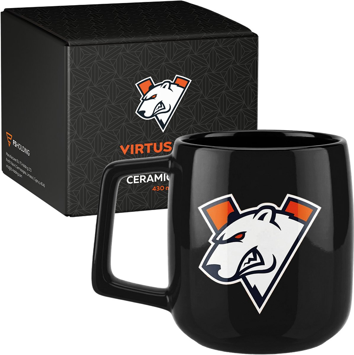 Virtus.pro - Keramische Mok - Logo, Zwart 430 ml