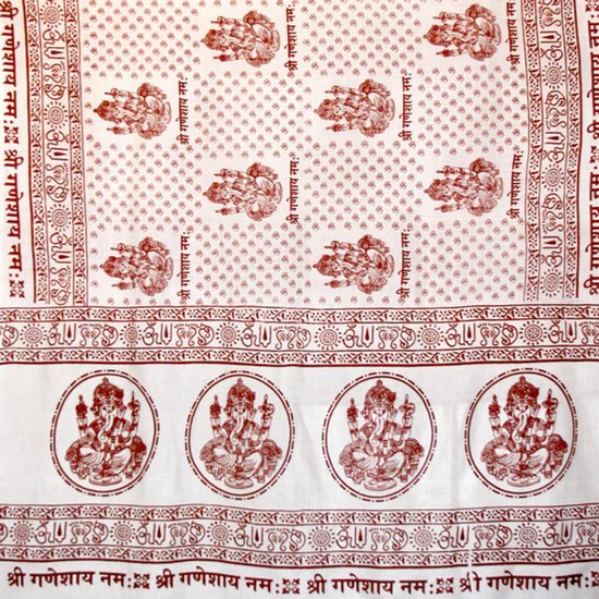 Meditatie omslagdoek met mantra Ganesh, XL, 220 x 106 cm, wit — afbeelding 2