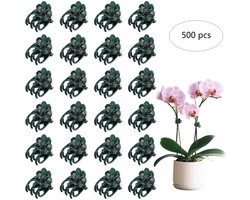 500-stuks Plantsteunclips - Bevestigingsclips voor planten - Roosvormige bevestigingsclips voor planten - Clips voor klimplanten - Orchideeënclips - Bevestiging - Geschikt voor groenten, planten, bloemen, enz. - Groen