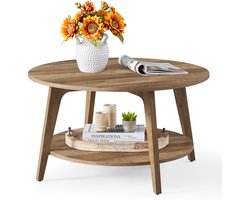VASAGLE - Salontafel - Bijzettafel - Ronde - 2 Lagen - Eenvoudig te Monteren - Voor Woonkamer