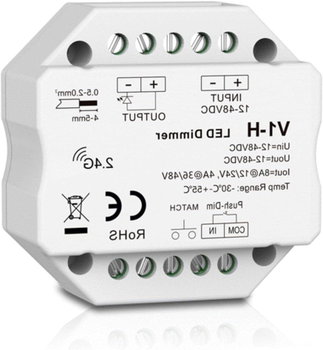 Eenkleurige LED Regelaar - RF Dimmer Controller - LED Verlichting Dimmen - Push Dim Functie