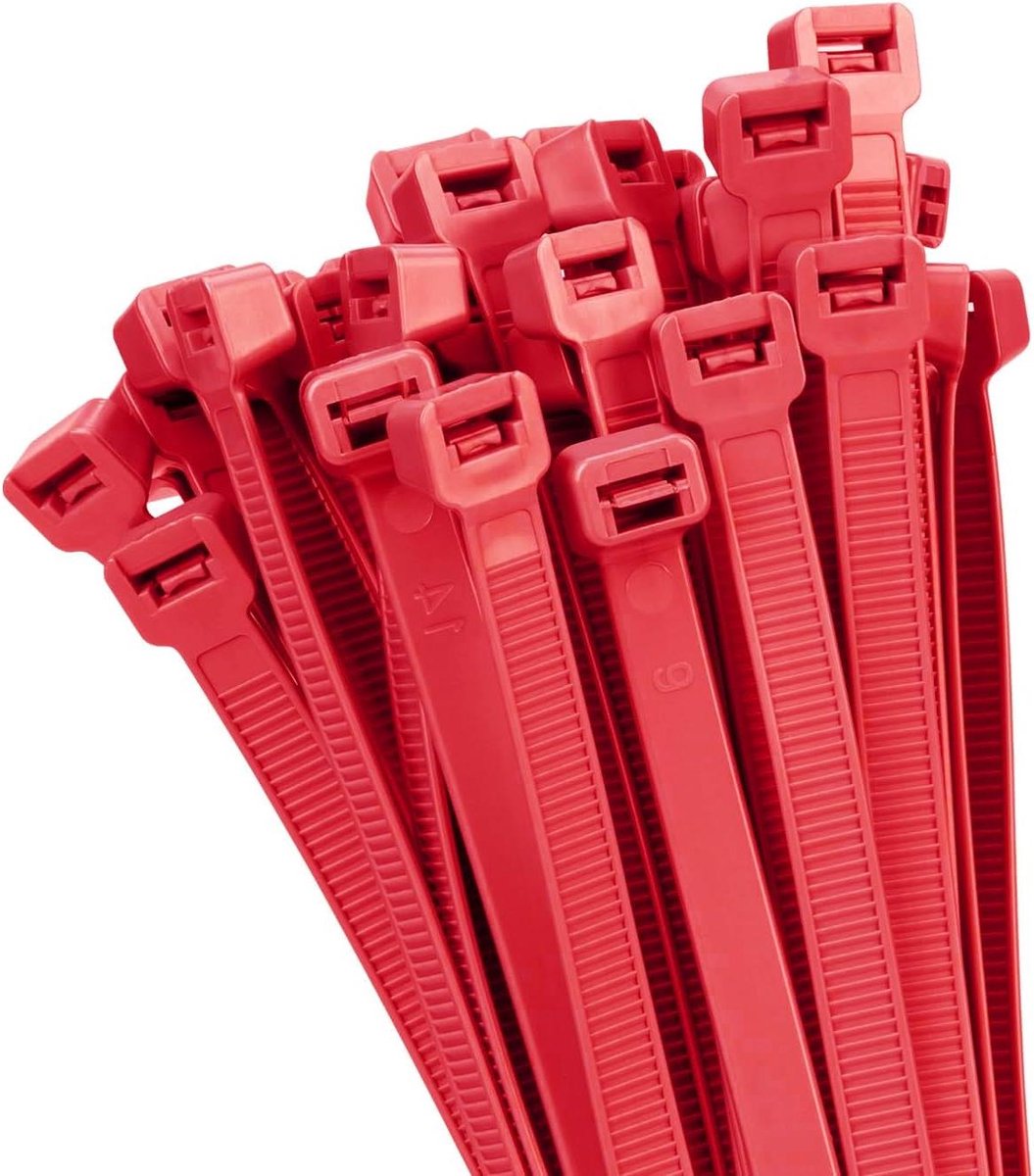 Zware Ritsbanden - Kabelbinders Tie Wraps - Kabelbeheer Buiten - UV-bestendig Nylon 66 - 457 cm 200 Lbs - Rood