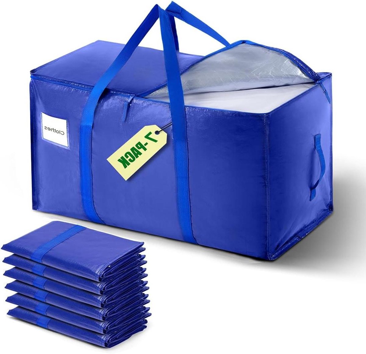 Verhuistassen Set - Opbergzakken - Spullen Opslaan - Waterdicht met Ritssluiting - 7 Stuks - Blauw