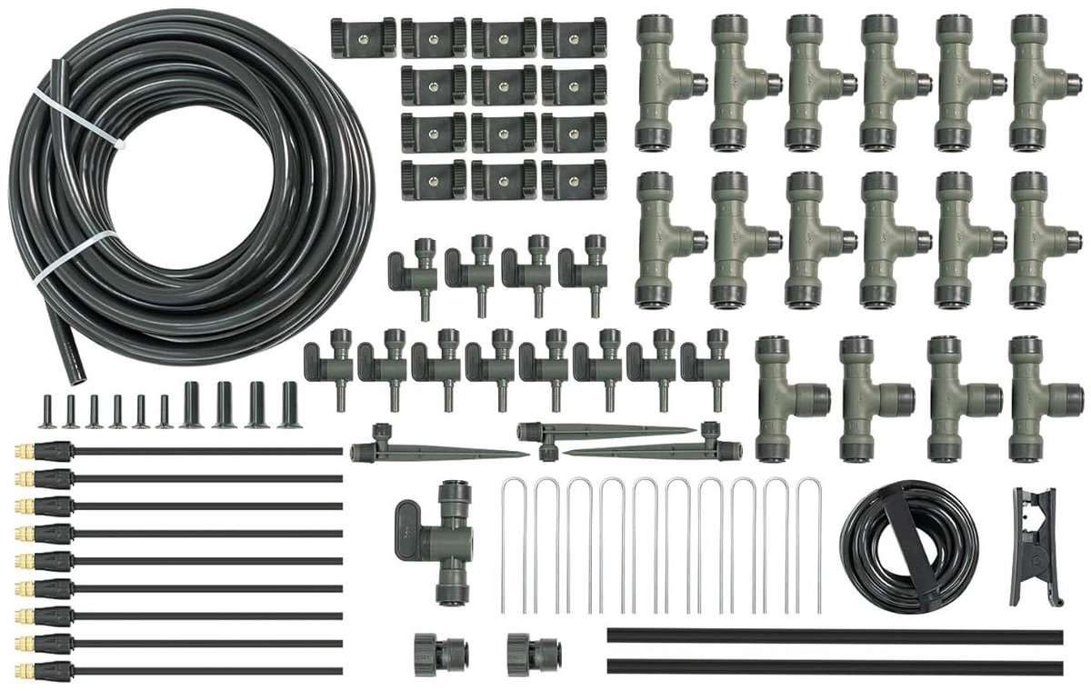 Tuinirrigatieset - Druppelsysteem - Efficiënt bewateren - Speciaal voor verhoogde bedden - 762 Meter slang - Zwart