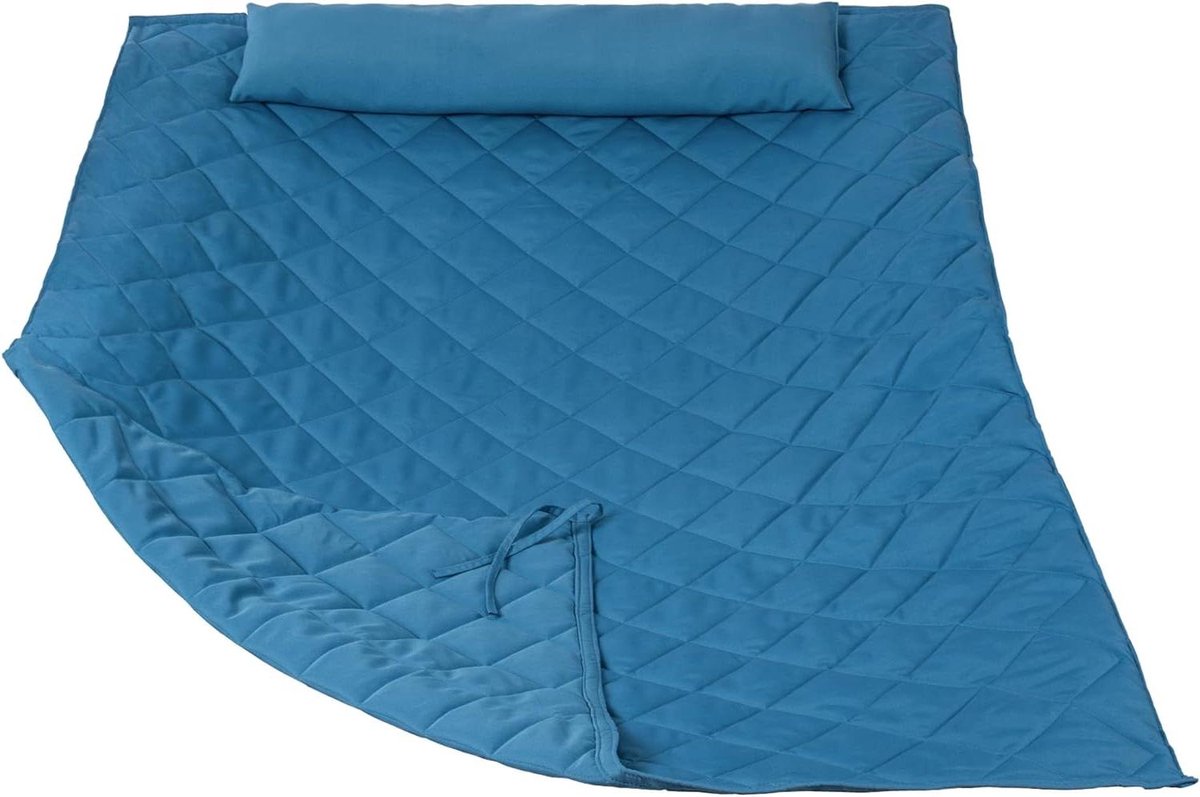 Hangmatkussen en kussenset - Dubbele hangmat mat - Ontspannen in de tuin - Dubbellaags gewatteerd polyester - 77x55 inch - Blauw