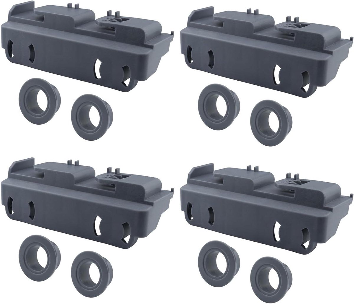 Vaatwasserrek Roller Kit - Onderstel Wieltjes - Vaatwasser Reparatie - Vervangt 3 Onderdeelnummers - 4 Stuks - Zwart