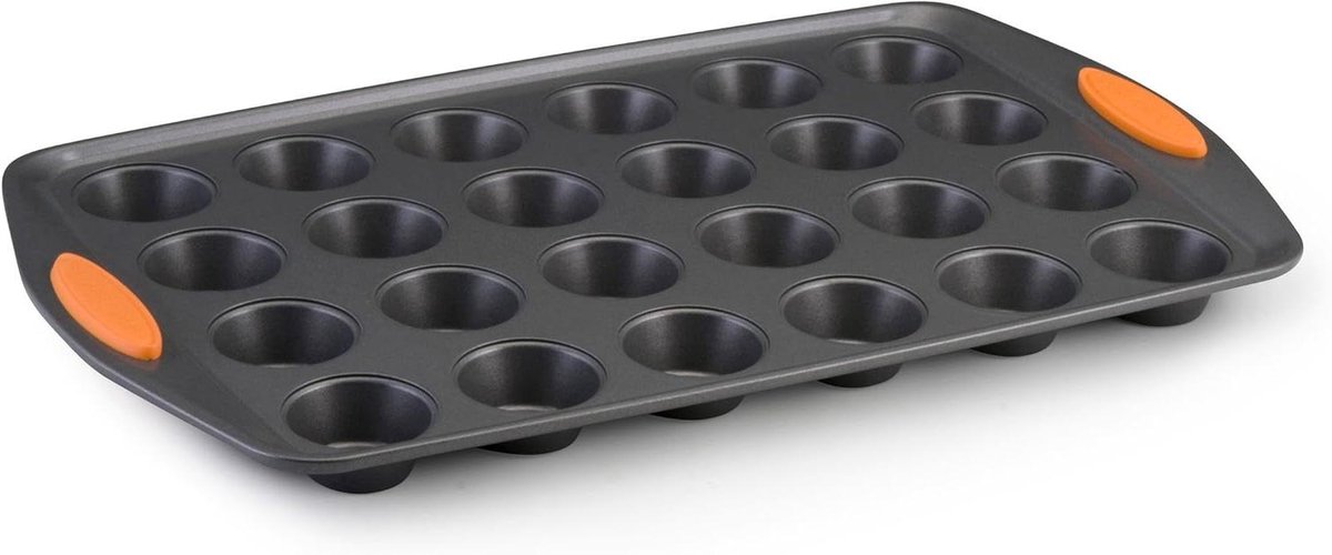 Mini Muffin Pan - Cupcakeblik - Kleine Gebakjes Bakken - Extra Brede Handgrepen - 24 Koppen - Oranje