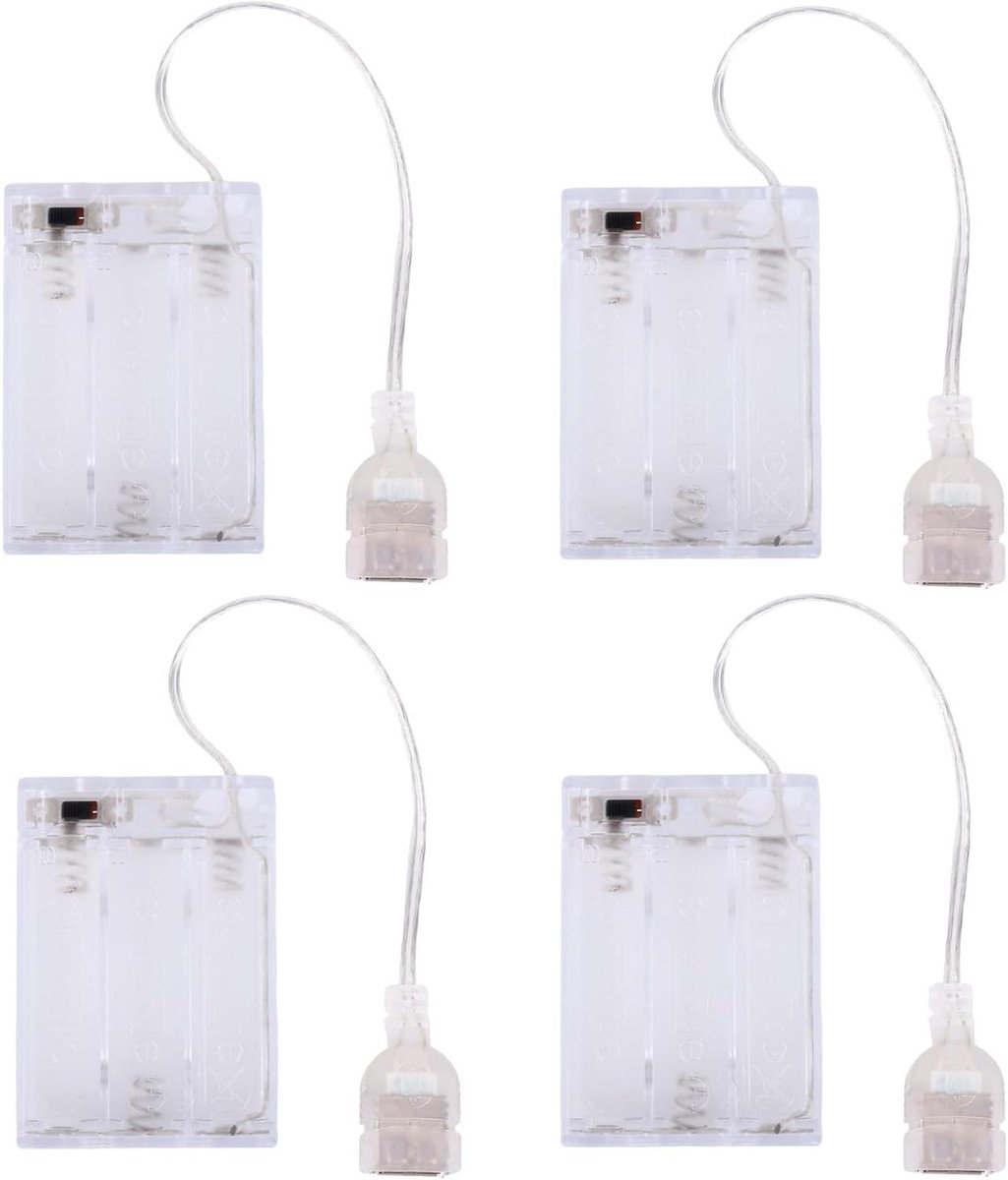 Batterijpakket Neonlampen - Draagbare Batterijdoos - Verlichtingsdecoratie - USB Lampen Omzetten - 4 Stuks - Transparant