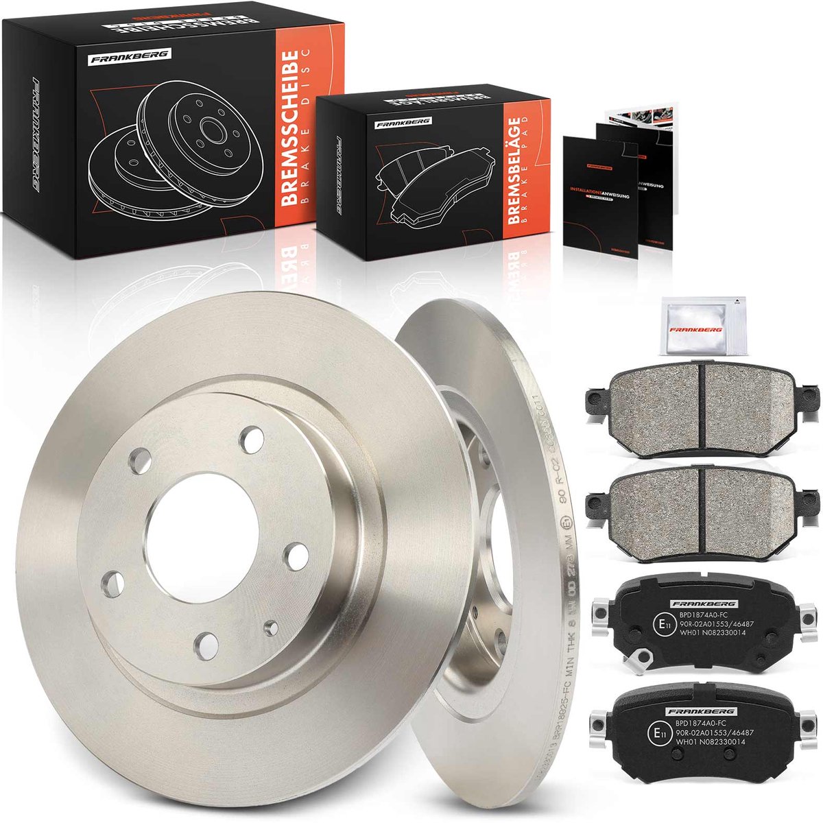 Frankberg 2x remschijven 4x remblokken achteras voor Mazda
