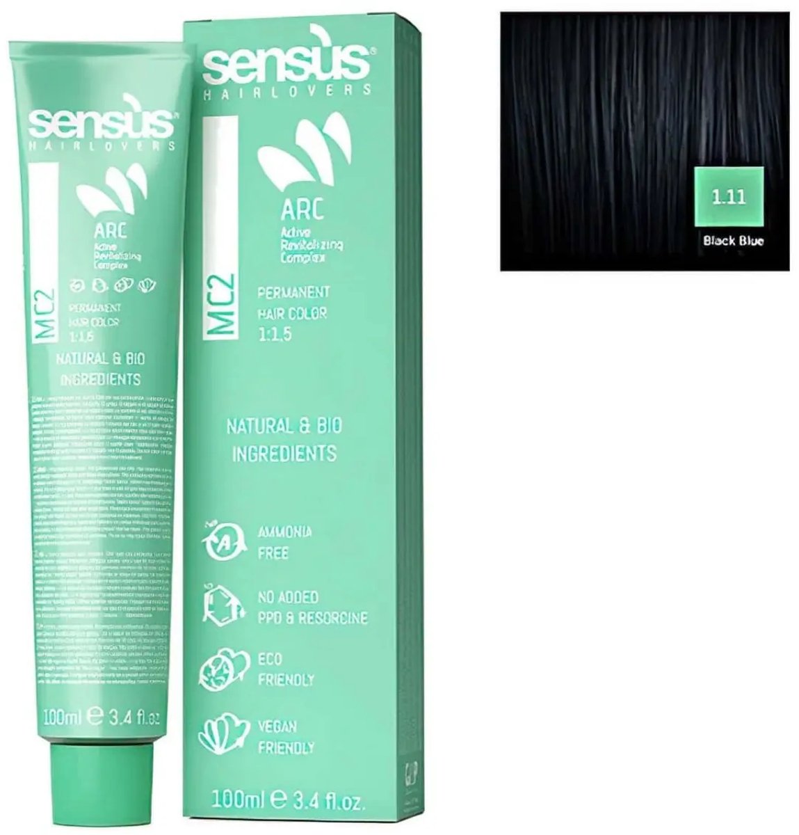 Sensus MC2 Hair Dye Vegan Friendly 1.11 Black Blue 100ml