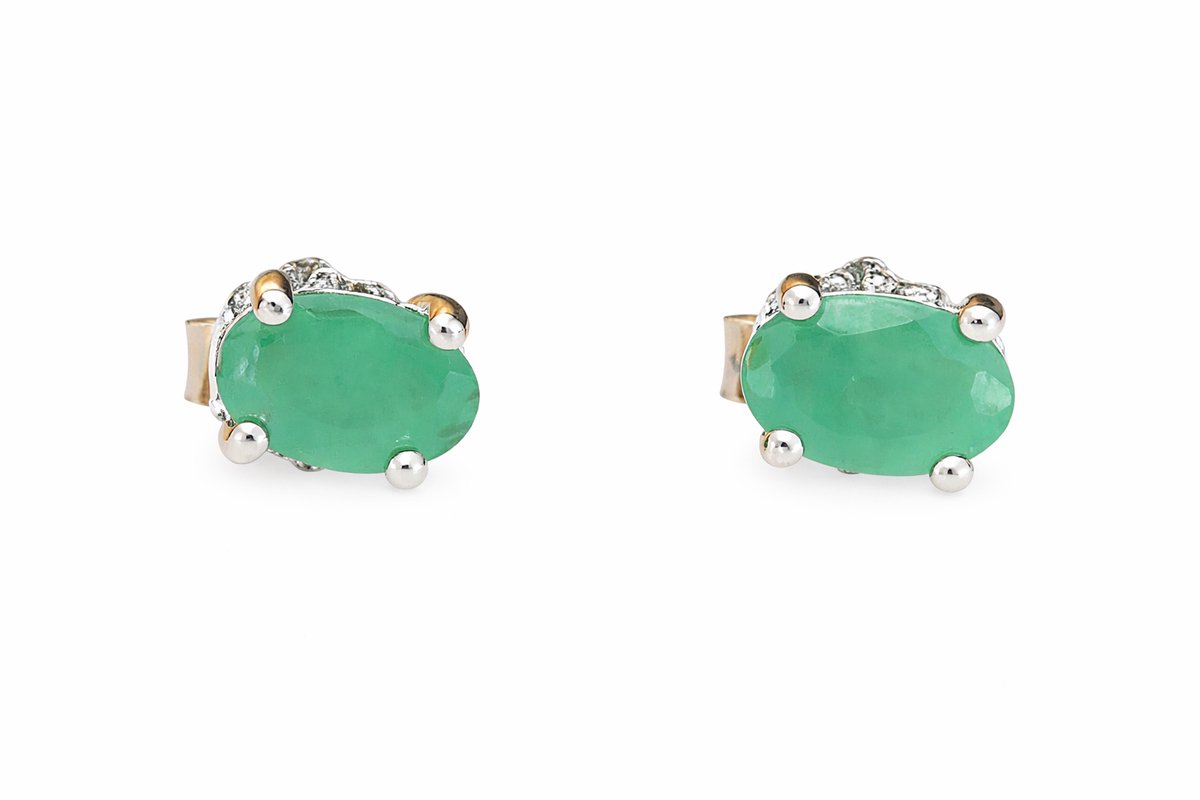 925 Sterling Zilveren Oorbellen met Natuurlijke Smaragd - Oorknopjes Dames - Ovaal - Groen - BIG Gecertificeerd
