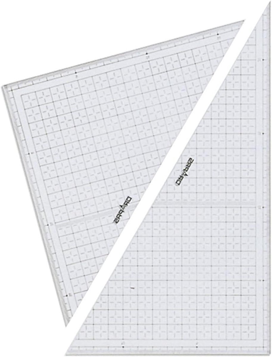 Geometrische Liniaal - Tekendriehoek Tekenmal - Precisie Tekenen - Rooster Markering - 24 cm - Transparant
