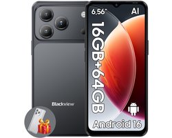 Blackview WAVE 7C Smartphone - 4G AI - DUAL SIM - 16GB RAM - 64GB ROM - Android 16 Telefoon - 6,56 inch - 5000mAh - GPS - Zwart