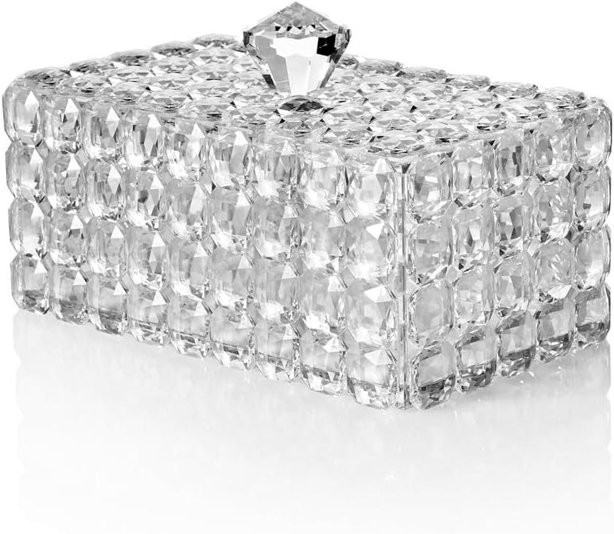 Decoratieve Box - Opbergdoos Sieraden - Interieur Verfraaien - 100% Gemaakt in Italië - 22 x 12.5 cm - Kristal