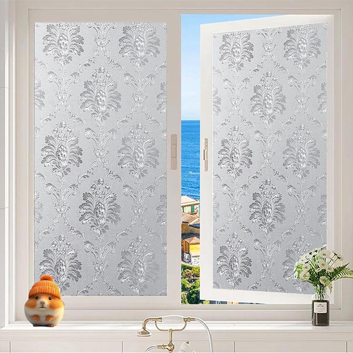 Raamfolie Verduisterend - Raamsticker Privacy - Privacy Creëren - Zonder Lijm Elektrostatisch - 30 x 330 cm - Damascus