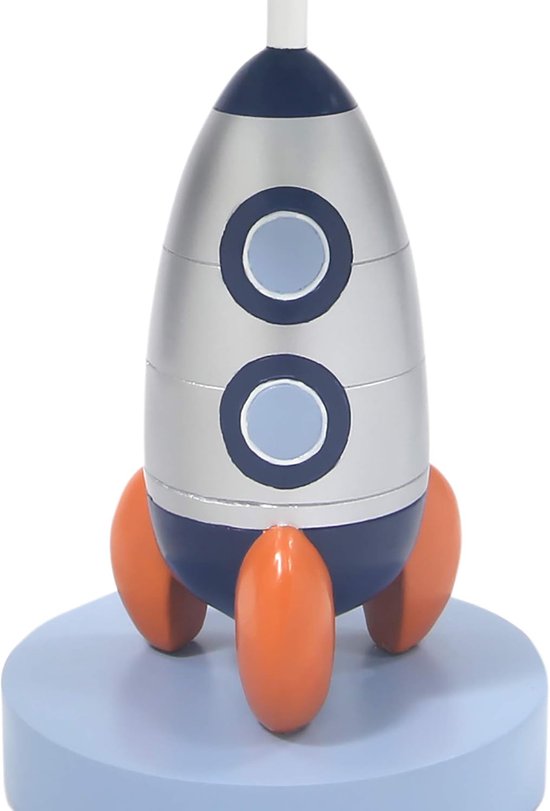 Kinderlamp Raket - Nachtlamp Sterren - Babykamer Verlichten - Raket met Sterrenschaduw - 40 Watt - Blauw/Zilver — afbeelding 4